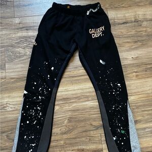 Gallery Dept Kids Black Joggers with White Paint Splatter